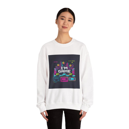 I'M GAME pixel art Crewneck | gamer shirt, retro gaming tee - Shante's Bazaar