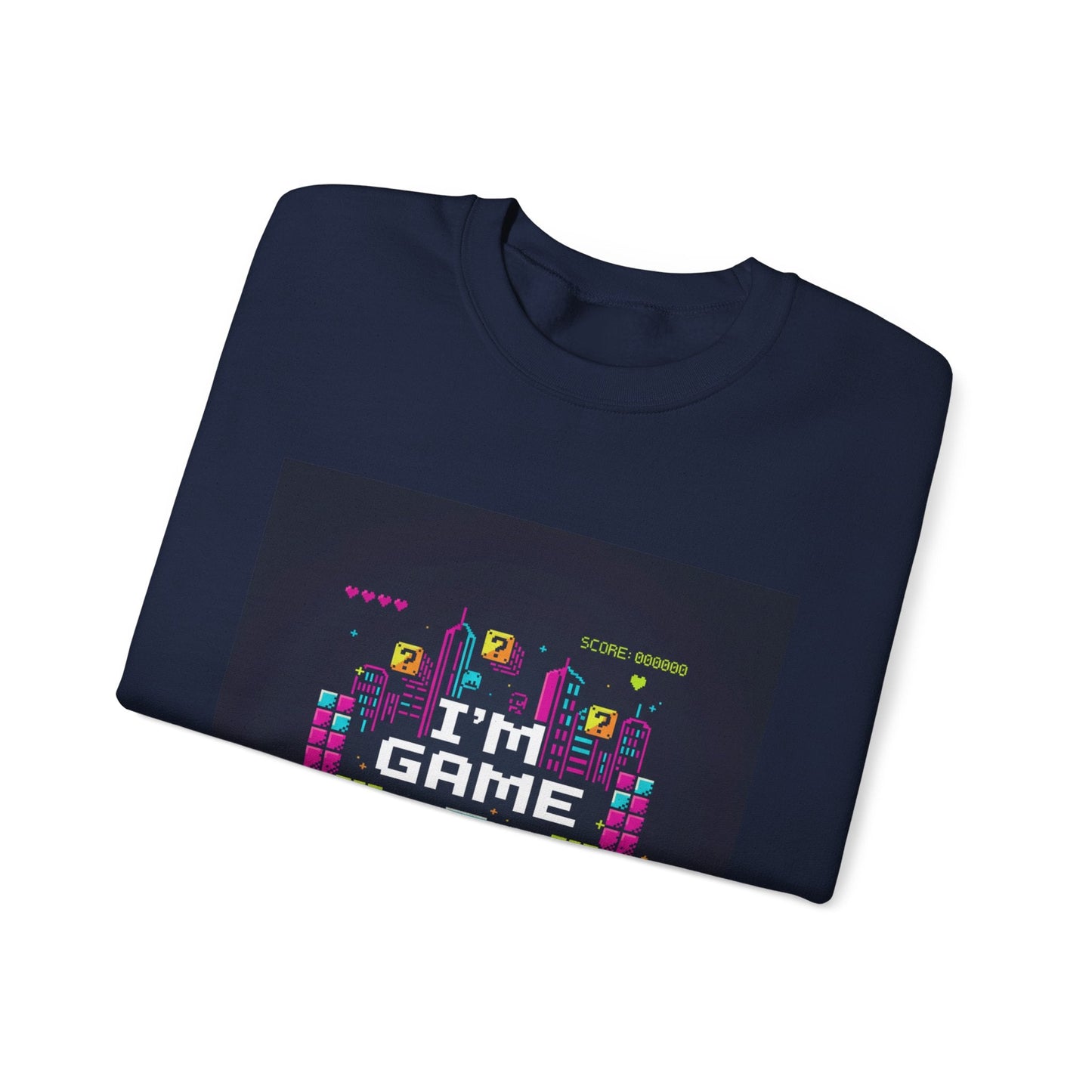 I'M GAME pixel art Crewneck | gamer shirt, retro gaming tee - Shante's Bazaar