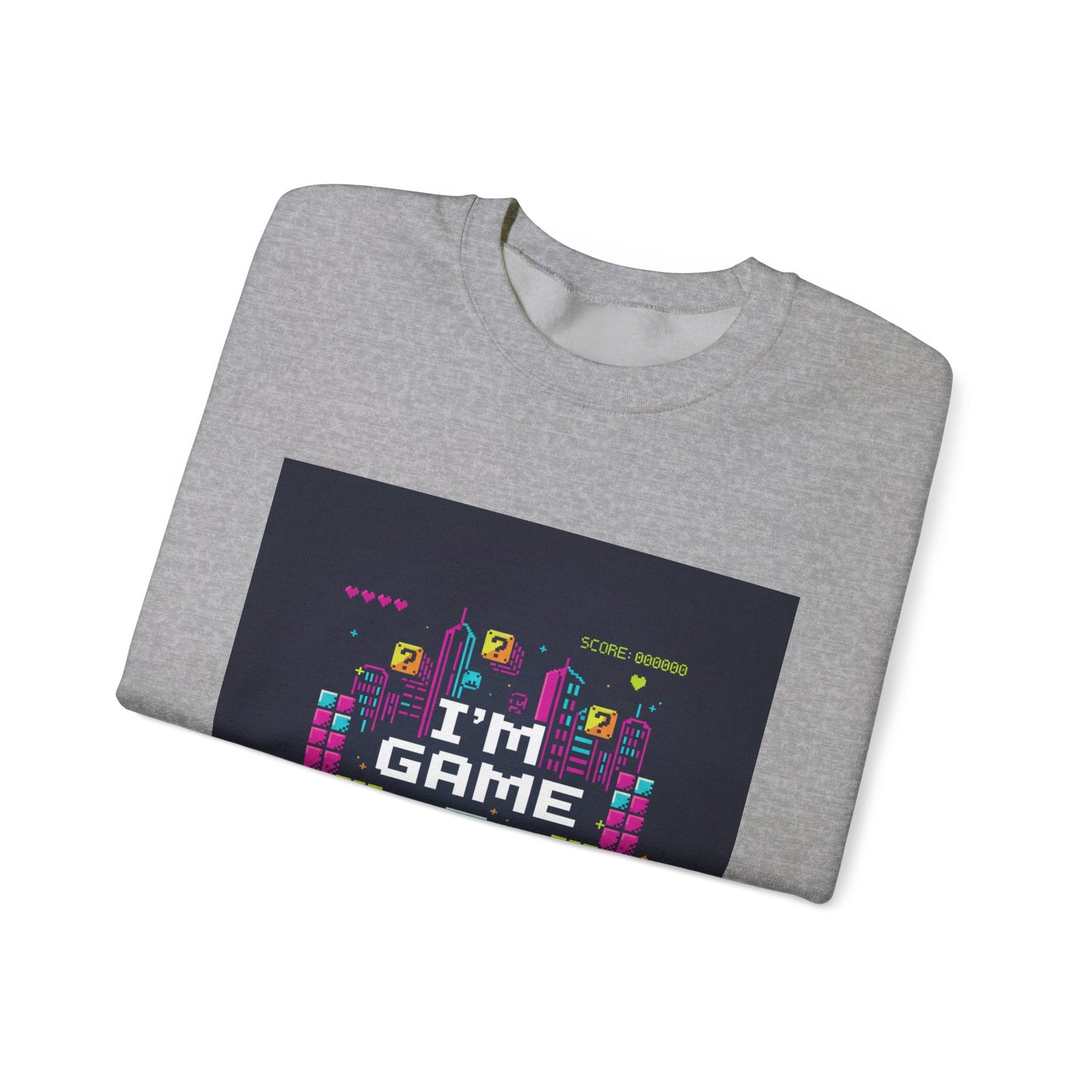 I'M GAME pixel art Crewneck | gamer shirt, retro gaming tee - Shante's Bazaar
