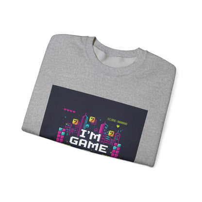 I'M GAME pixel art Crewneck | gamer shirt, retro gaming tee - Shante's Bazaar