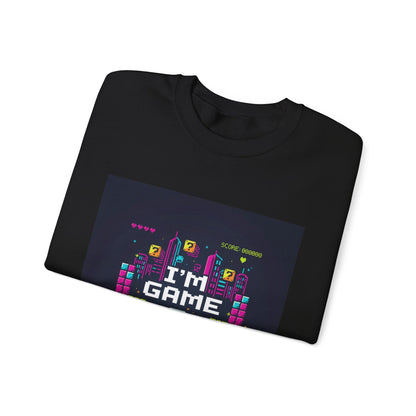 I'M GAME pixel art Crewneck | gamer shirt, retro gaming tee - Shante's Bazaar