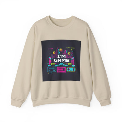 I'M GAME pixel art Crewneck | gamer shirt, retro gaming tee - Shante's Bazaar