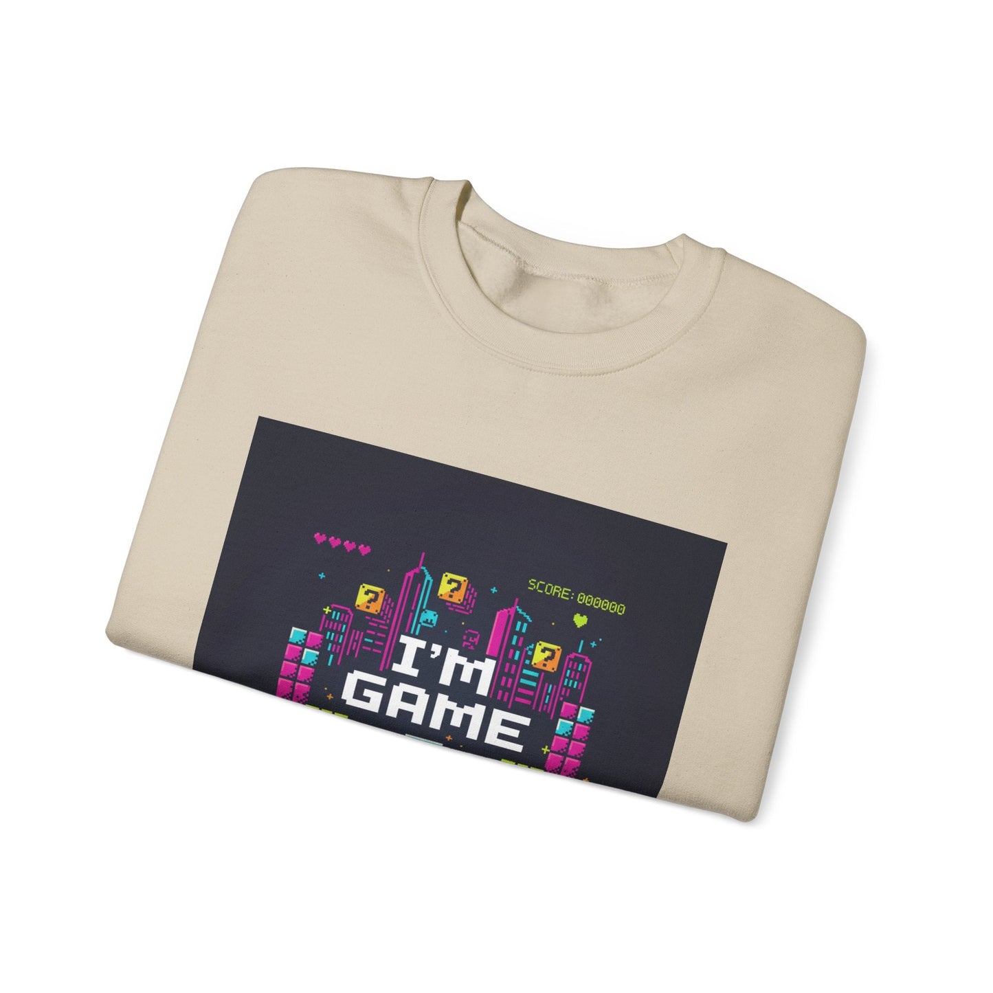 I'M GAME pixel art Crewneck | gamer shirt, retro gaming tee - Shante's Bazaar