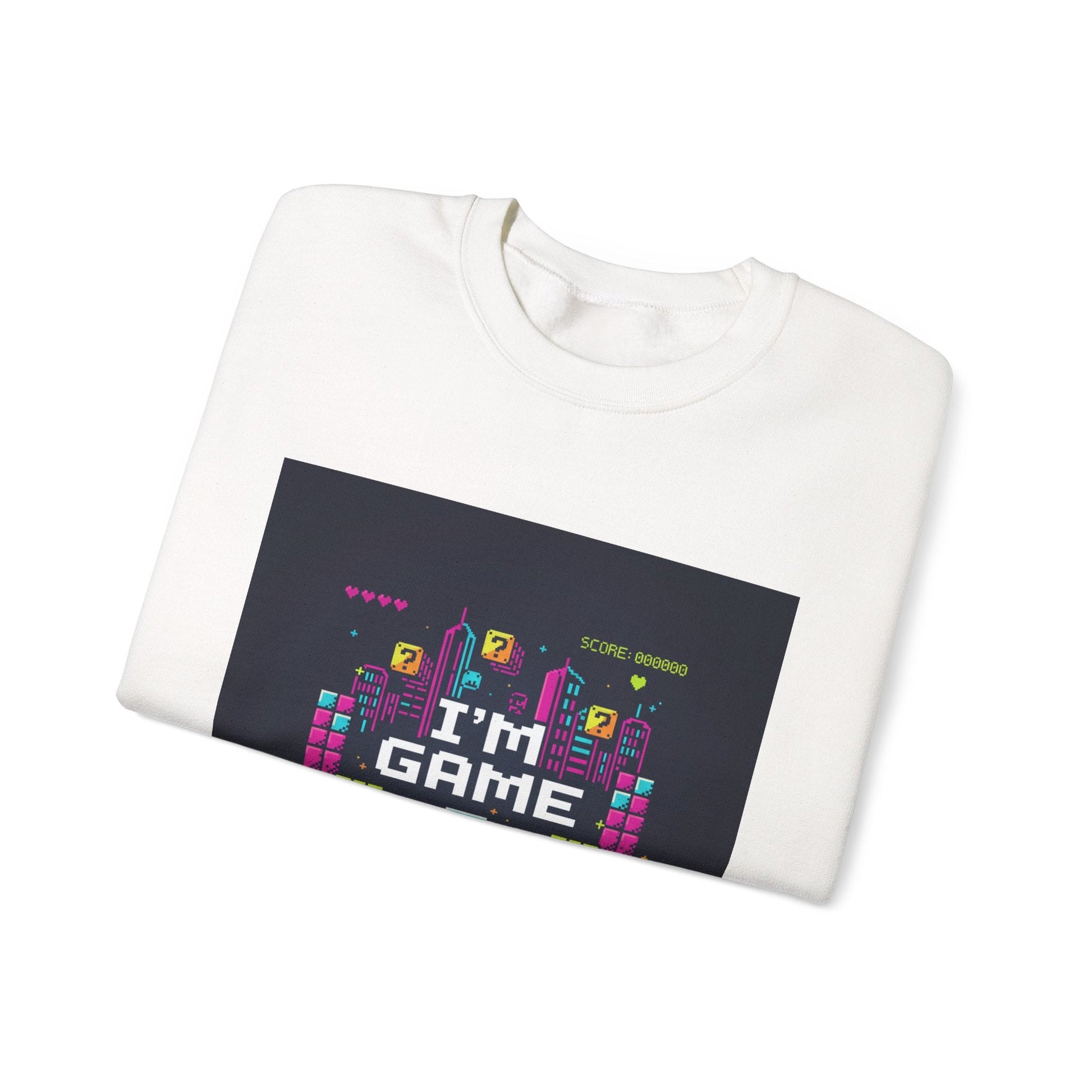 I'M GAME pixel art Crewneck | gamer shirt, retro gaming tee - Shante's Bazaar