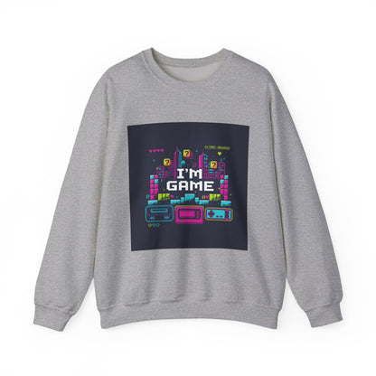 I'M GAME pixel art Crewneck | gamer shirt, retro gaming tee - Shante's Bazaar