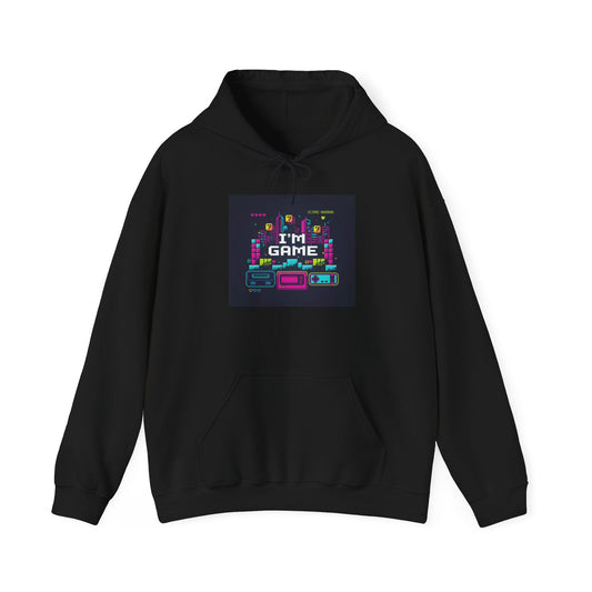 I'm Game pixel art Hoodie | retro gaming, streamer meme - Shante's Bazaar