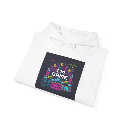 I'm Game pixel art Hoodie | retro gaming, streamer meme - Shante's Bazaar
