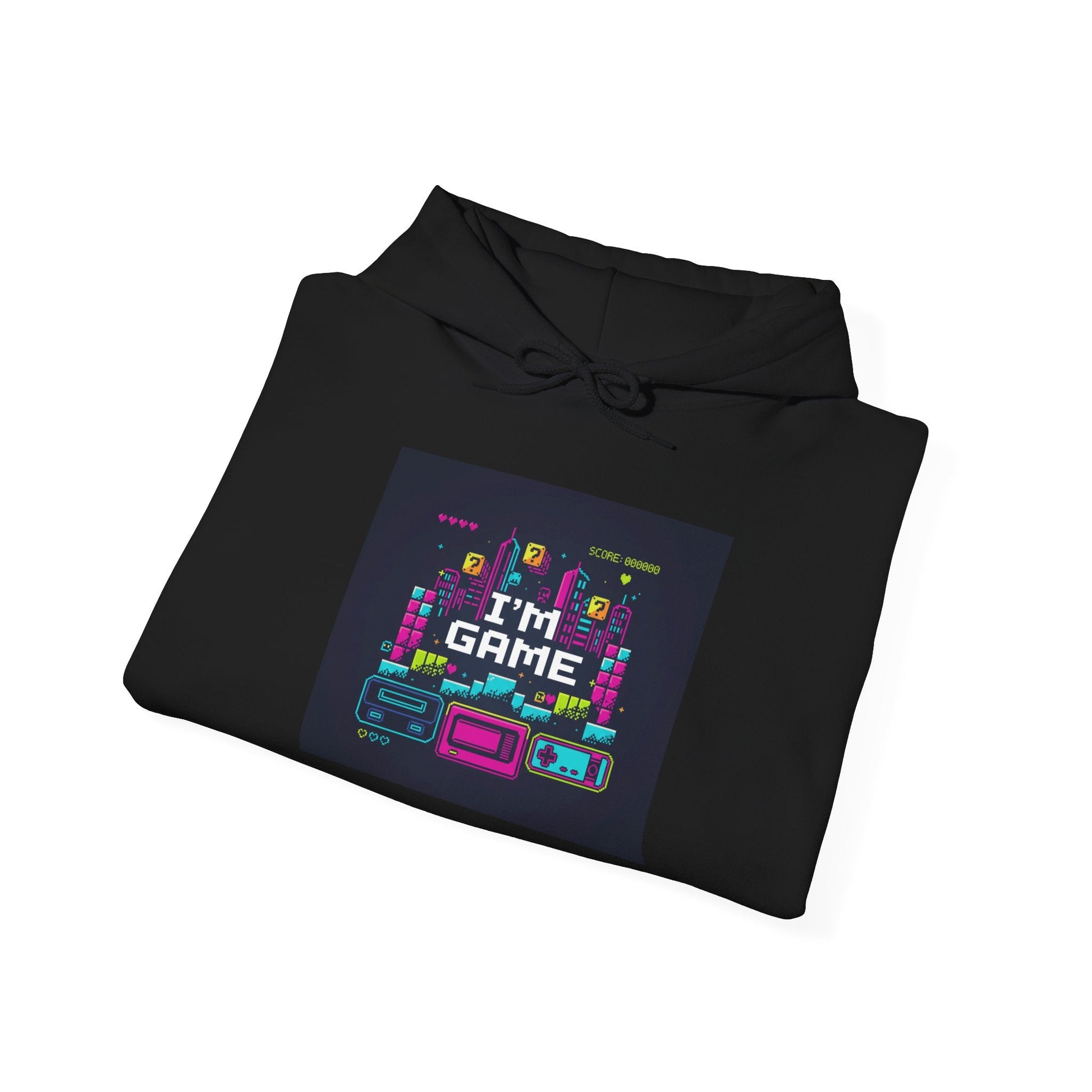 I'm Game pixel art Hoodie | retro gaming, streamer meme - Shante's Bazaar