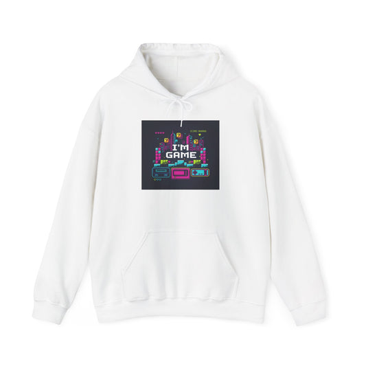I'm Game pixel art Hoodie | retro gaming, streamer meme - Shante's Bazaar