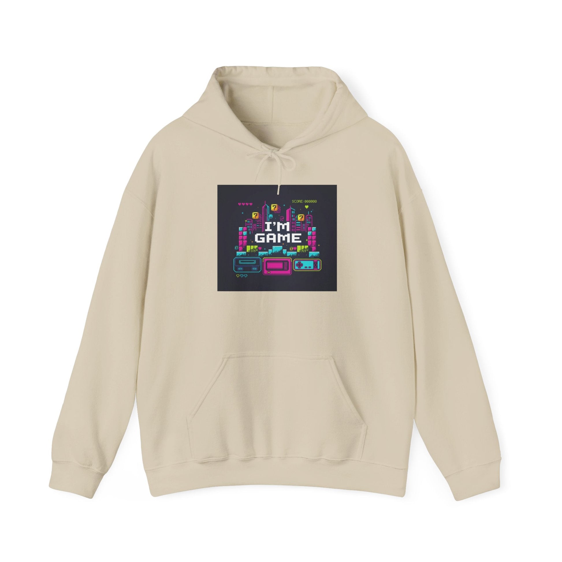 I'm Game pixel art Hoodie | retro gaming, streamer meme - Shante's Bazaar