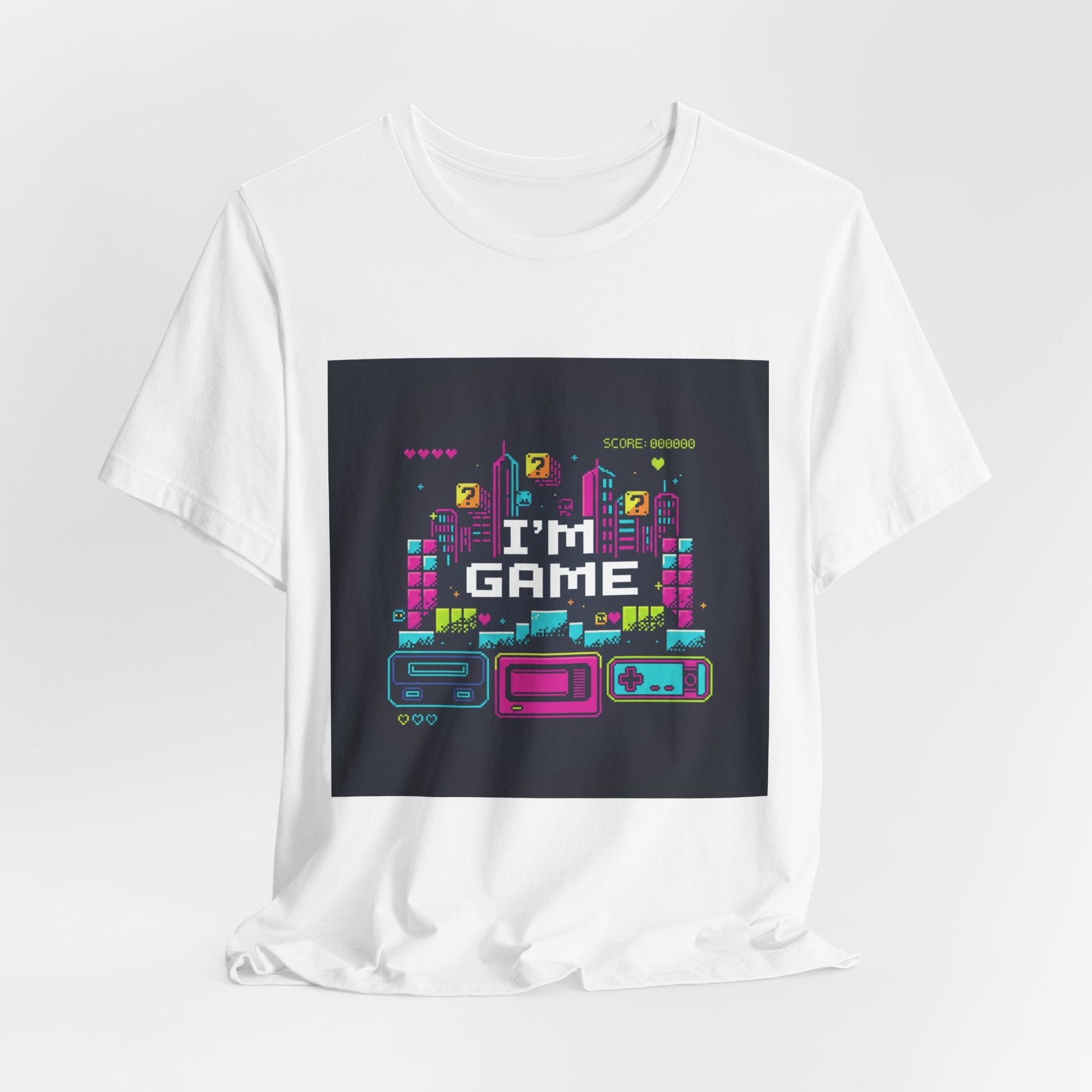 I'M GAME pixel art Tee | retro gaming tee, gamer shirt - Shante's Bazaar