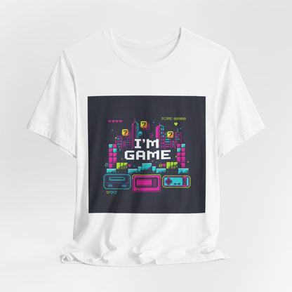 I'M GAME pixel art Tee | retro gaming tee, gamer shirt - Shante's Bazaar