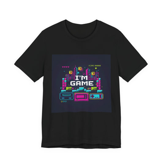 I'M GAME pixel art Tee | retro gaming tee, gamer shirt - Shante's Bazaar