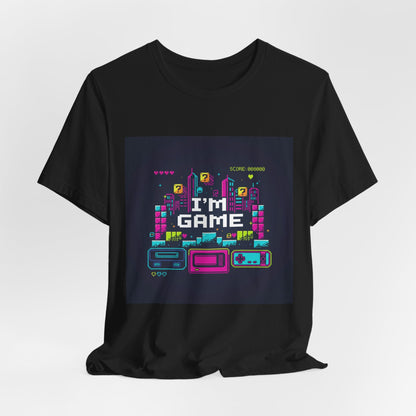 I'M GAME pixel art Tee | retro gaming tee, gamer shirt - Shante's Bazaar