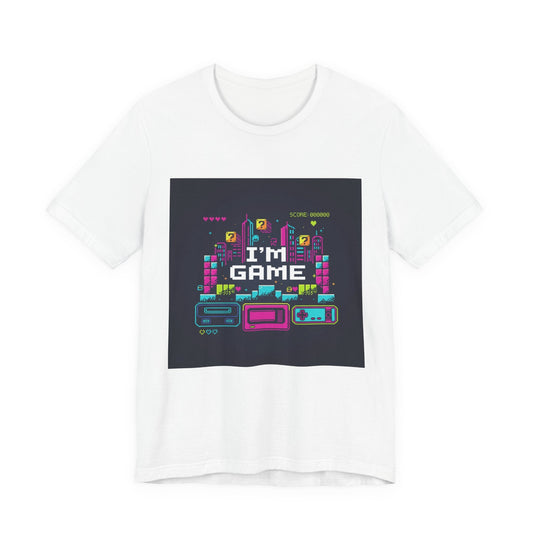 I'M GAME pixel art Tee | retro gaming tee, gamer shirt - Shante's Bazaar