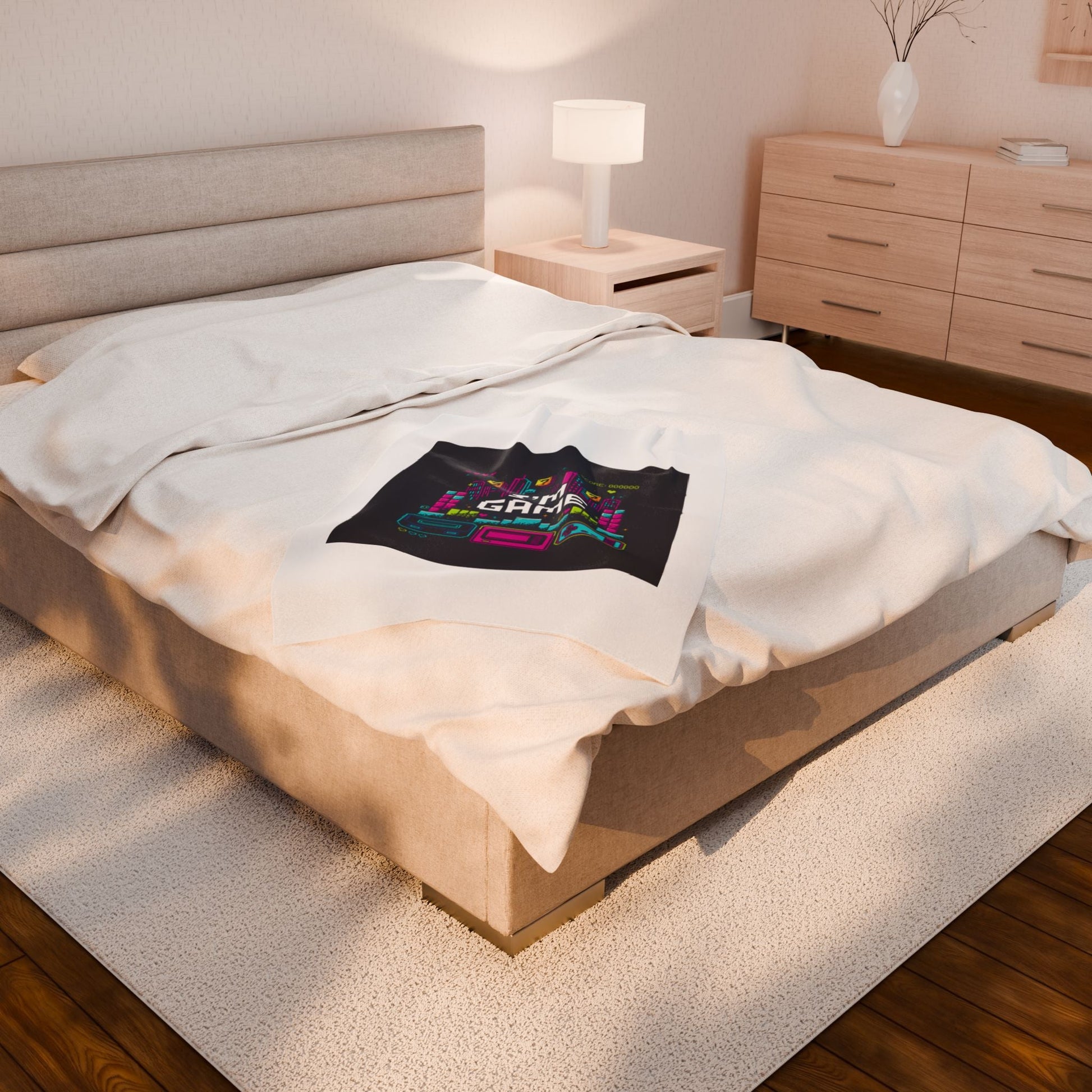 I'm Game Pixel Art Velveteen Plush Blanket | Retro Gaming HUD, Indie RPG Meme - Shante's Bazaar