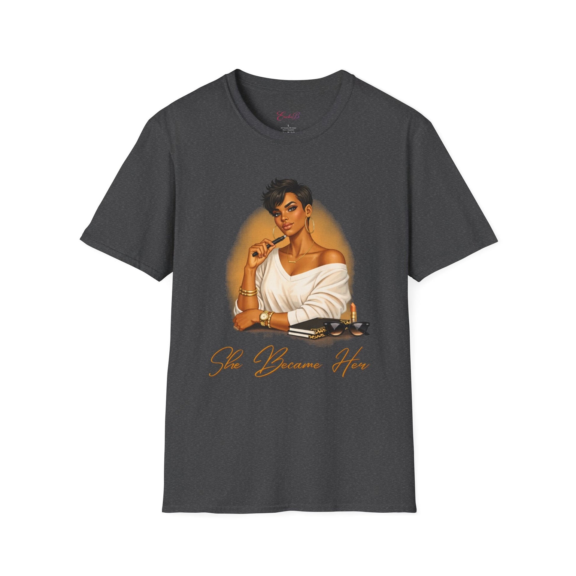 Inspirational 'She Became Her' Graphic Tee — Empowered Woman Portrait T-Shirt - Shante's Bazaar
