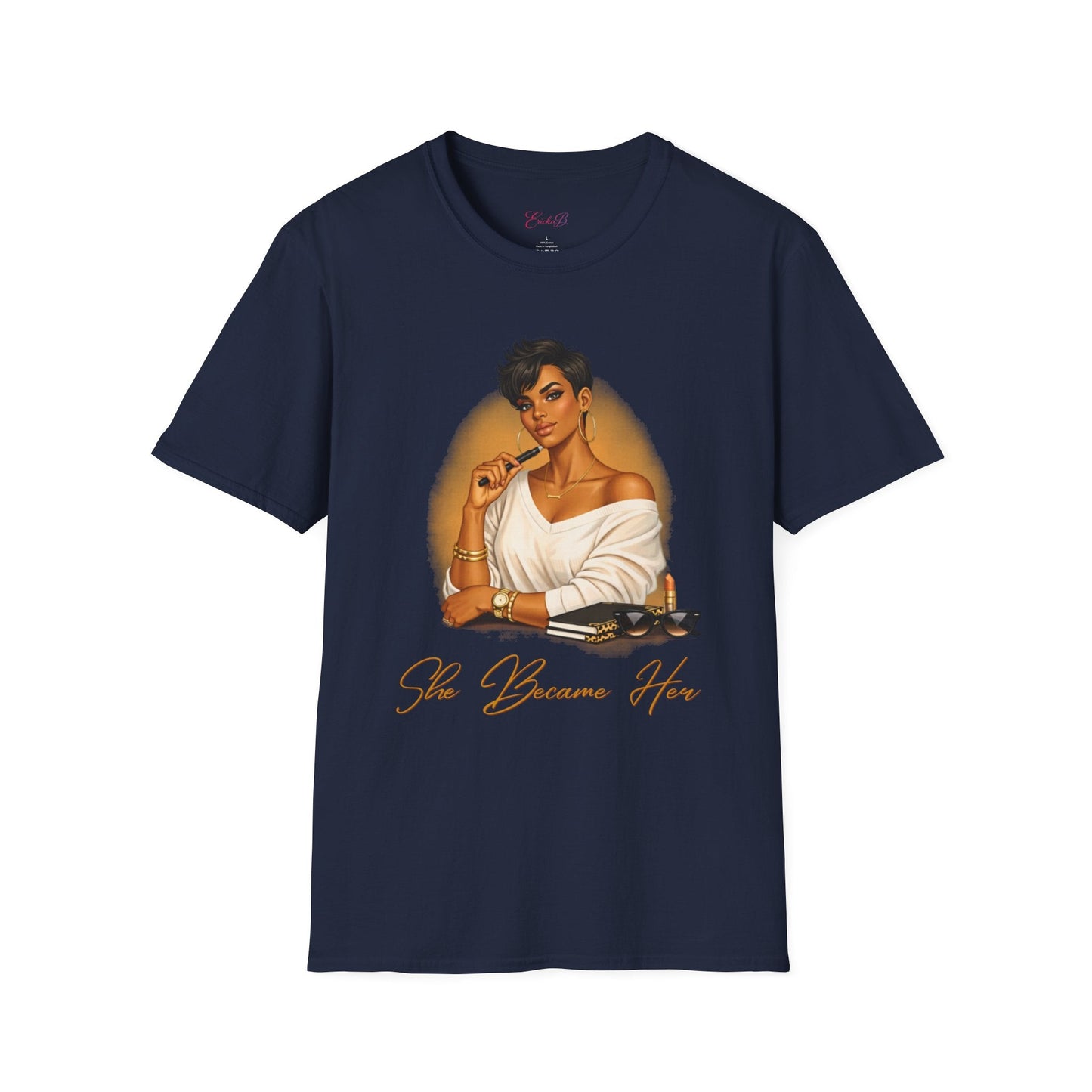 Inspirational 'She Became Her' Graphic Tee — Empowered Woman Portrait T-Shirt - Shante's Bazaar