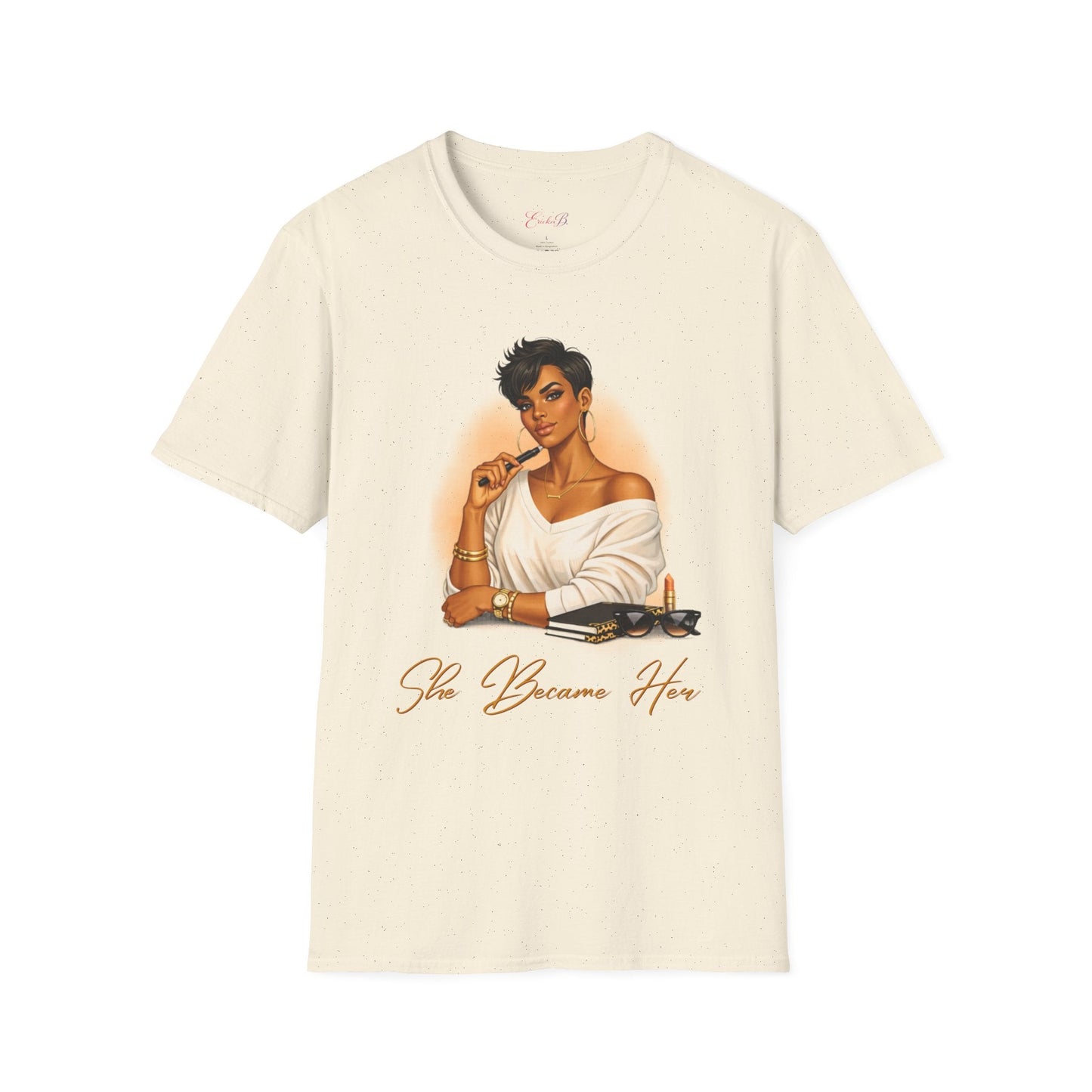 Inspirational 'She Became Her' Graphic Tee — Empowered Woman Portrait T-Shirt - Shante's Bazaar