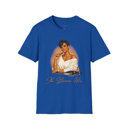 Inspirational 'She Became Her' Graphic Tee — Empowered Woman Portrait T-Shirt - Shante's Bazaar