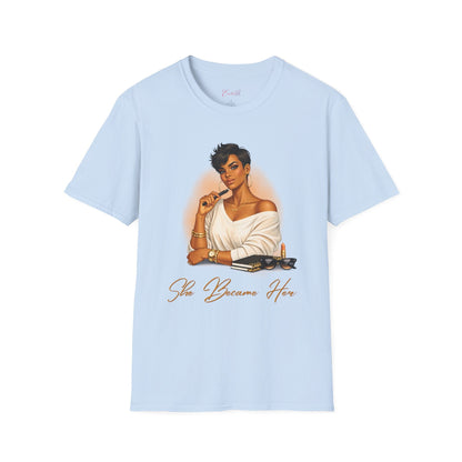 Inspirational 'She Became Her' Graphic Tee — Empowered Woman Portrait T-Shirt - Shante's Bazaar