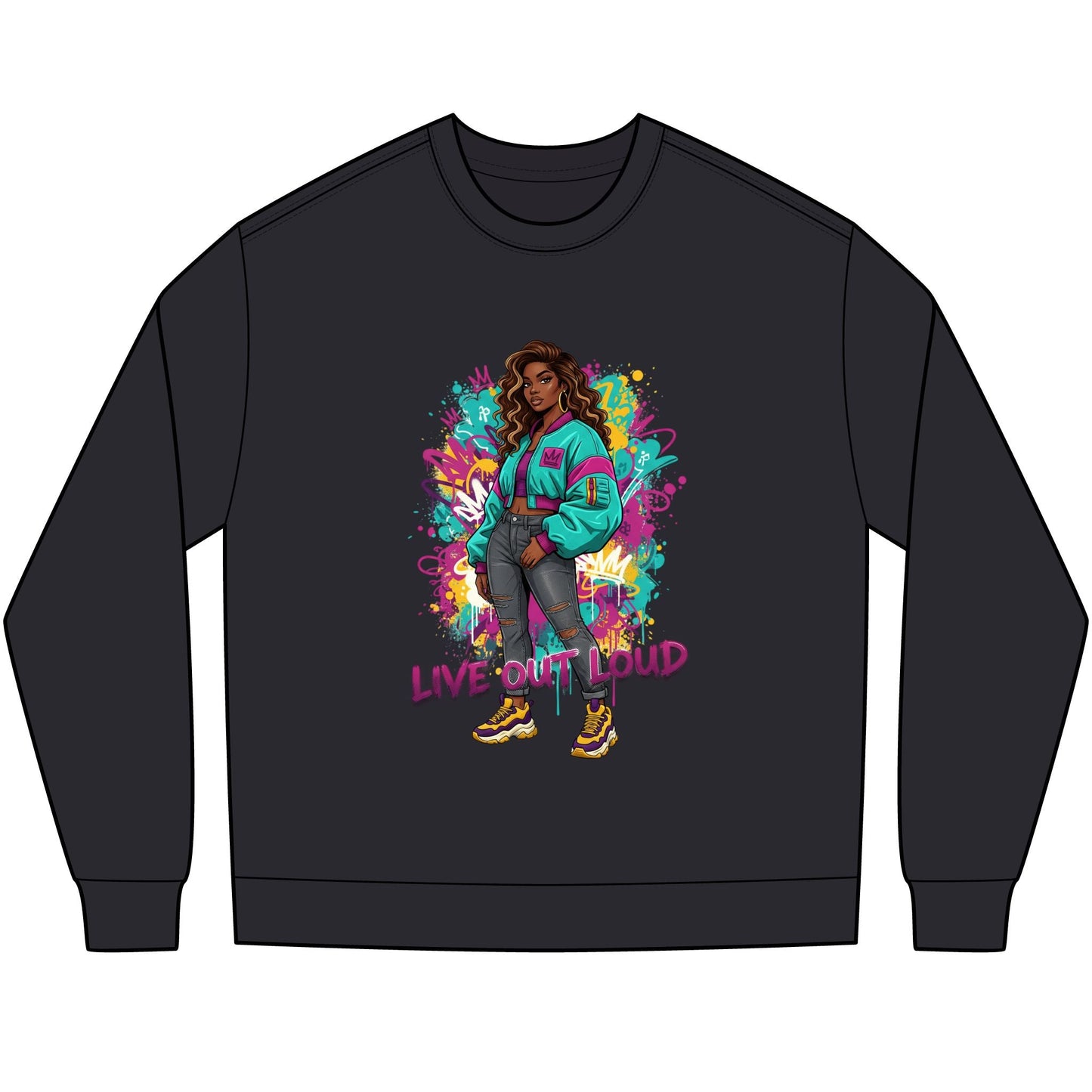 Live Out Loud Graphic Long Sleeve Tee - Shante's Bazaar