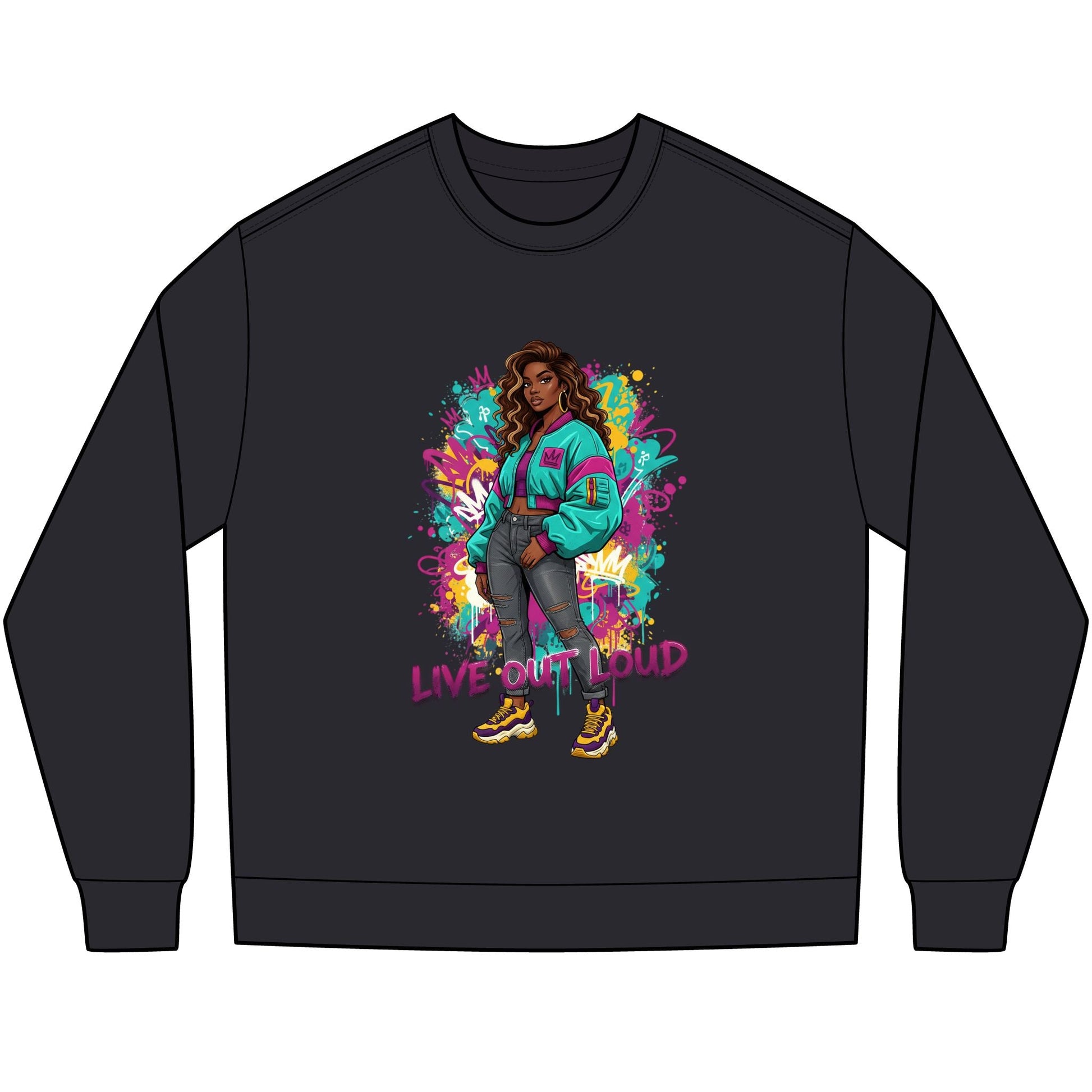 Live Out Loud Graphic Long Sleeve Tee - Shante's Bazaar