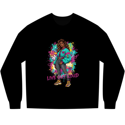 Live Out Loud Graphic Long Sleeve Tee - Shante's Bazaar