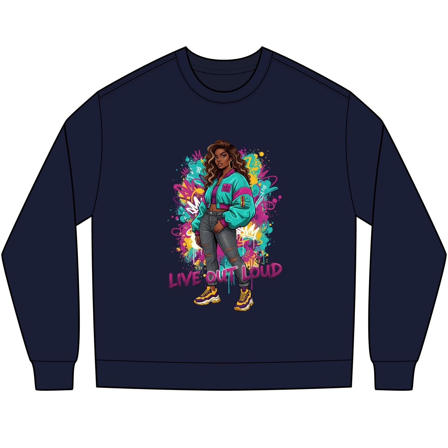 Live Out Loud Graphic Long Sleeve Tee - Shante's Bazaar
