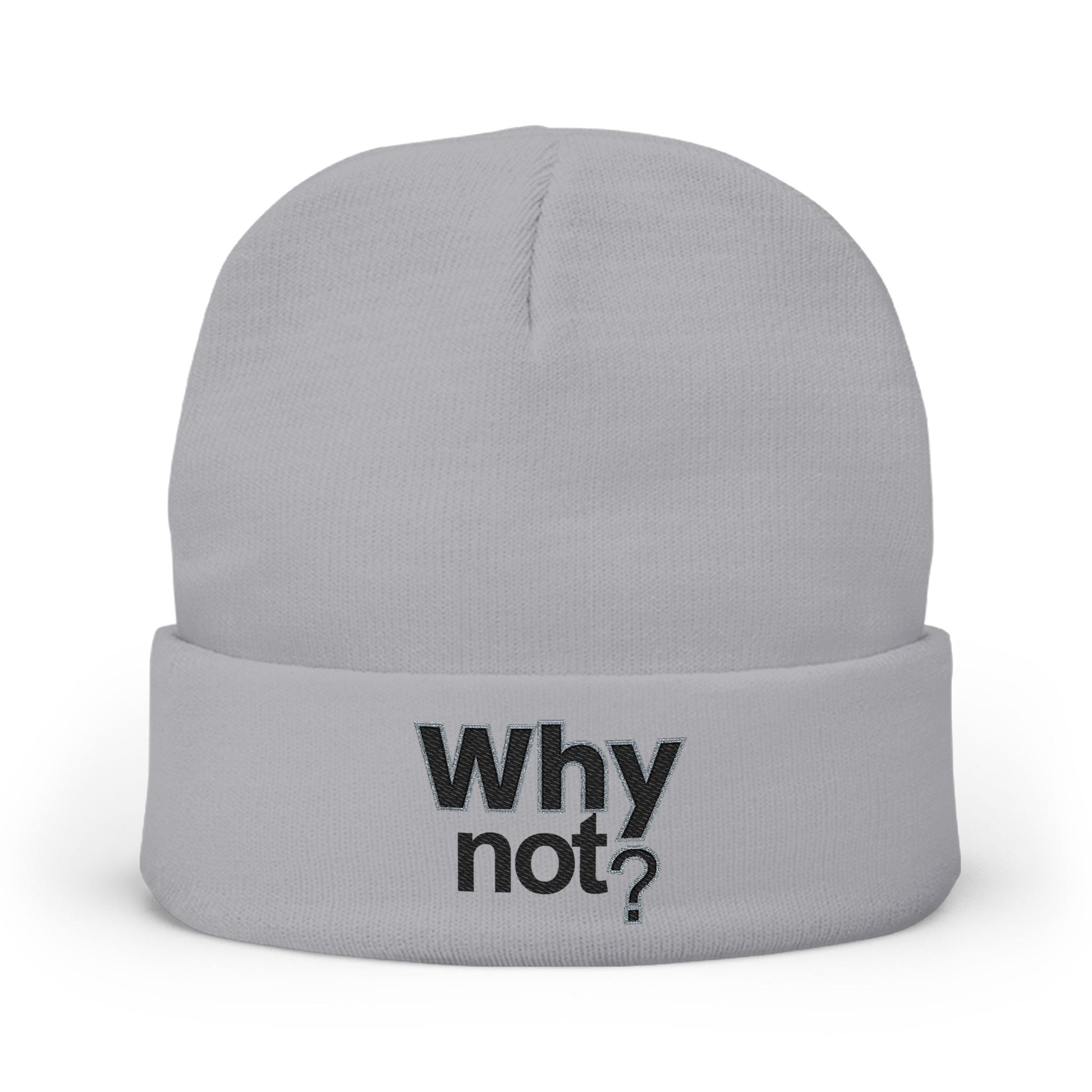 Why Not? Embroidered Knit Beanie - Shante's Bazaar